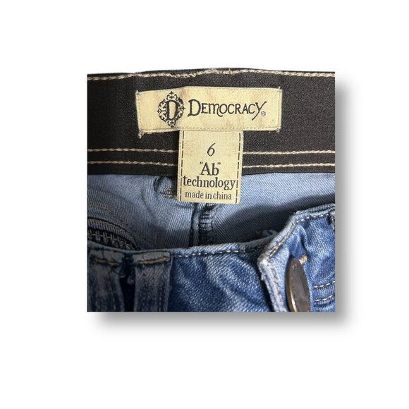 Democracy 6 Medium Wash Blue Mid Rise Skinny Jeans Ab Technology Stretch Denim - Picture 6 of 9